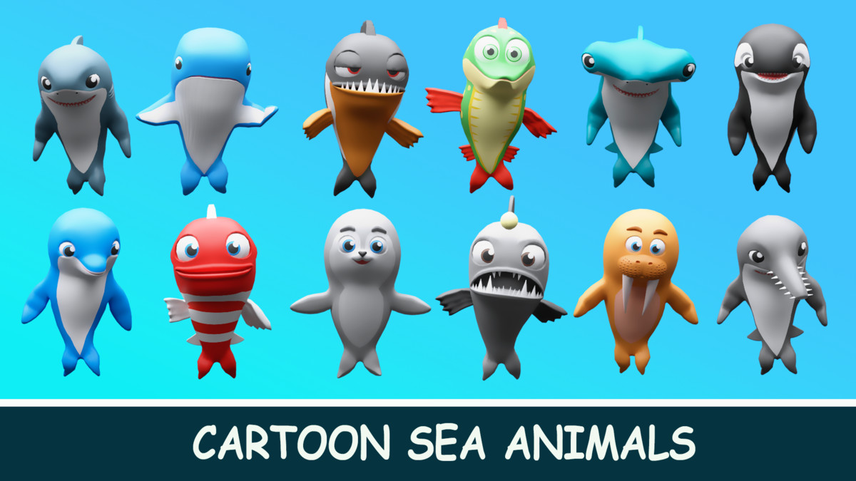 Cartoon sea ​​animals