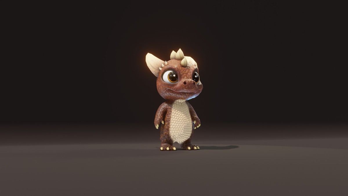 Cartoon Brown Dinosaur 3D Model (Low-Poly, Game-Ready, Animated, Built-In)