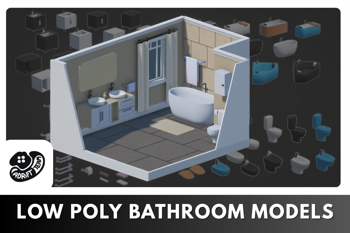 Low Poly Bathroom - Modular Assets