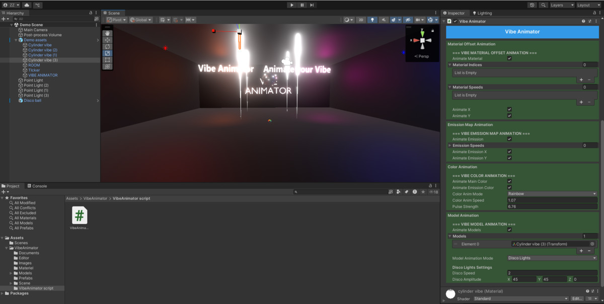 Vibe Animator – Dynamic Material, Emission, club animate pro