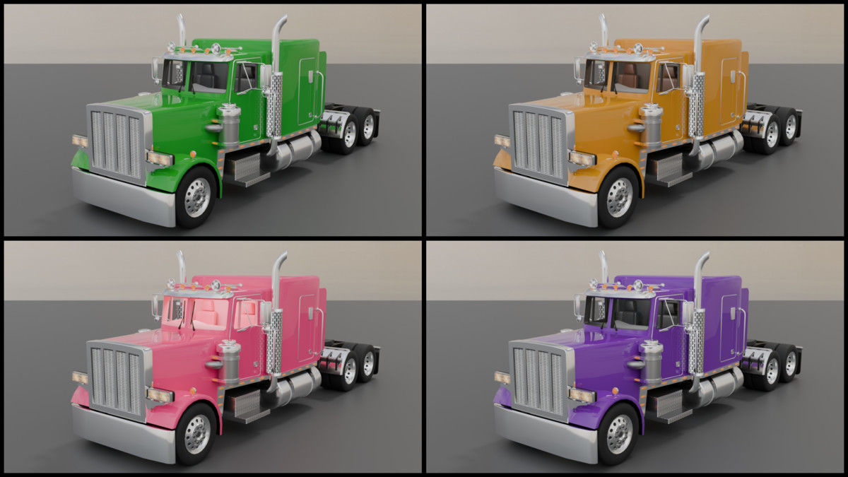 Realistic American Semi Truck + Container Trailer (11 Truck + 7 Trailer Colors)