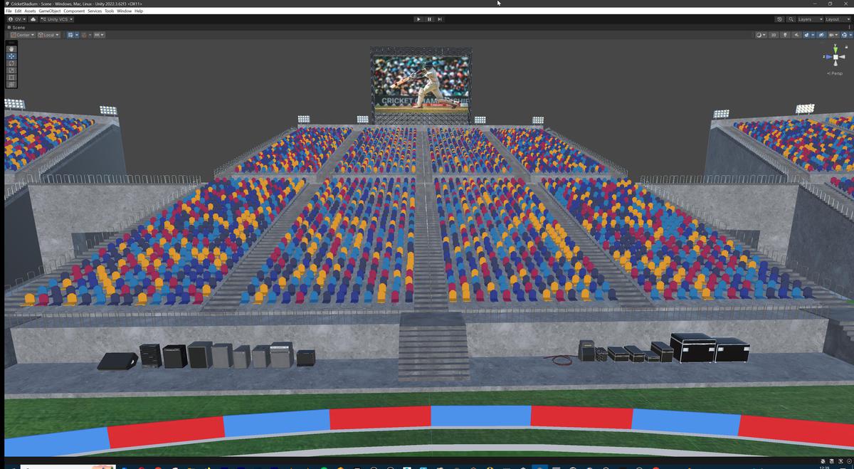Modular Cricket Arena Stadium 3D Environment with Props