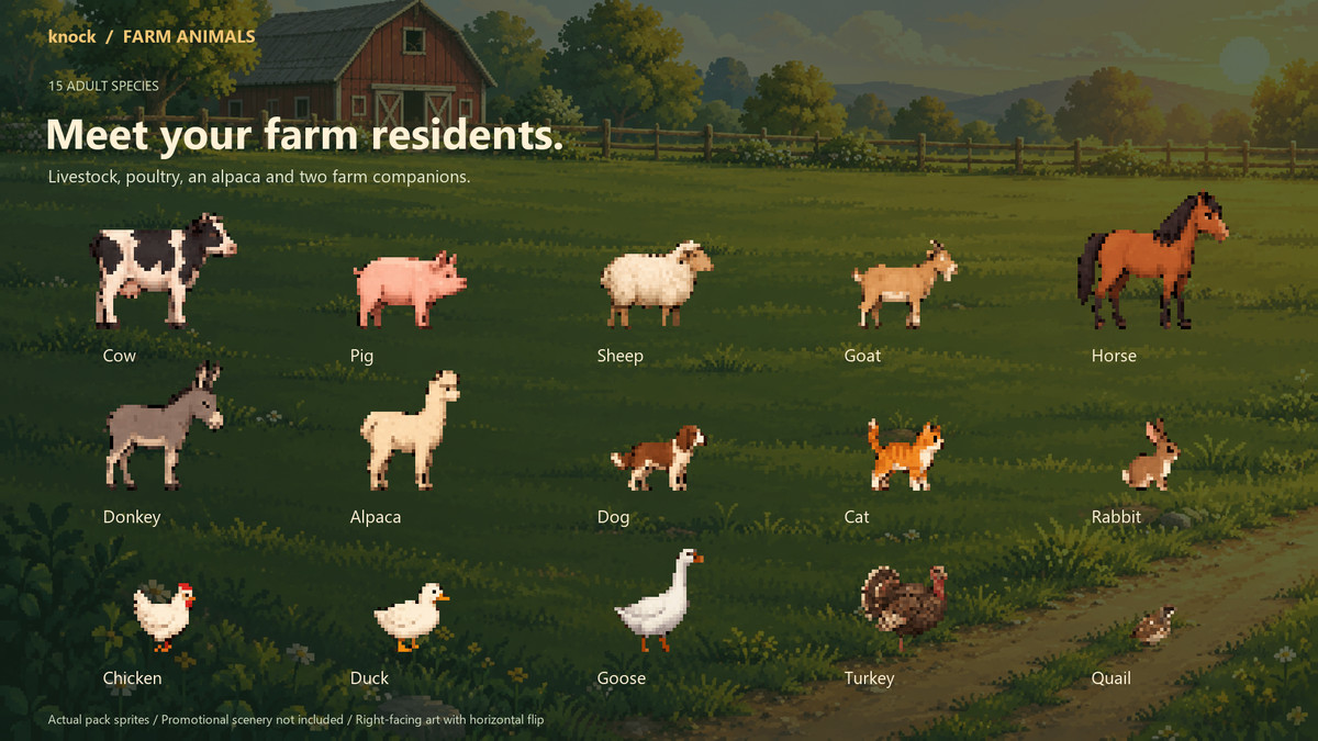 Pixel Farm Animals - Adults and Babies v.1