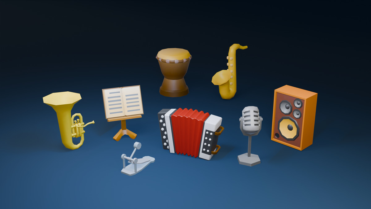 Musical Instruments Pack – Low-Poly 3D Models