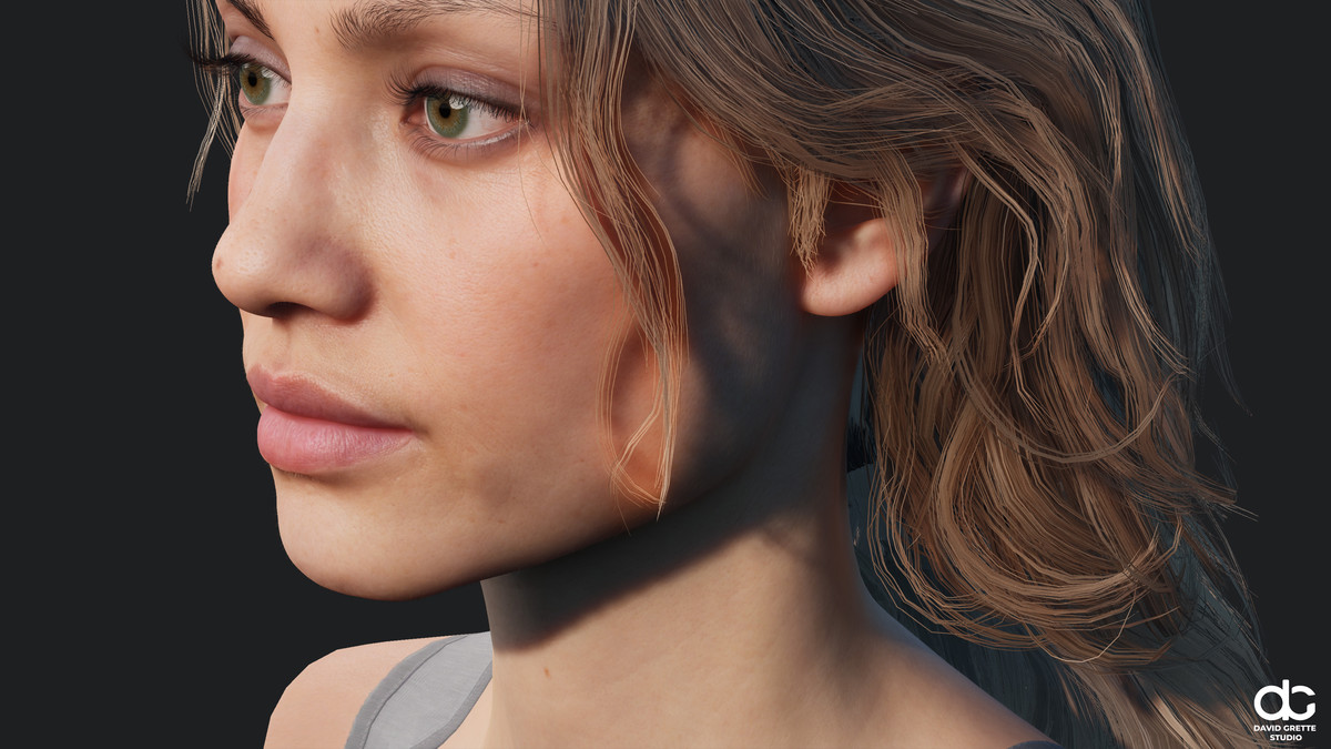Realistic female hairstyles, pack #4 | Rigged hair, game-ready, low-poly