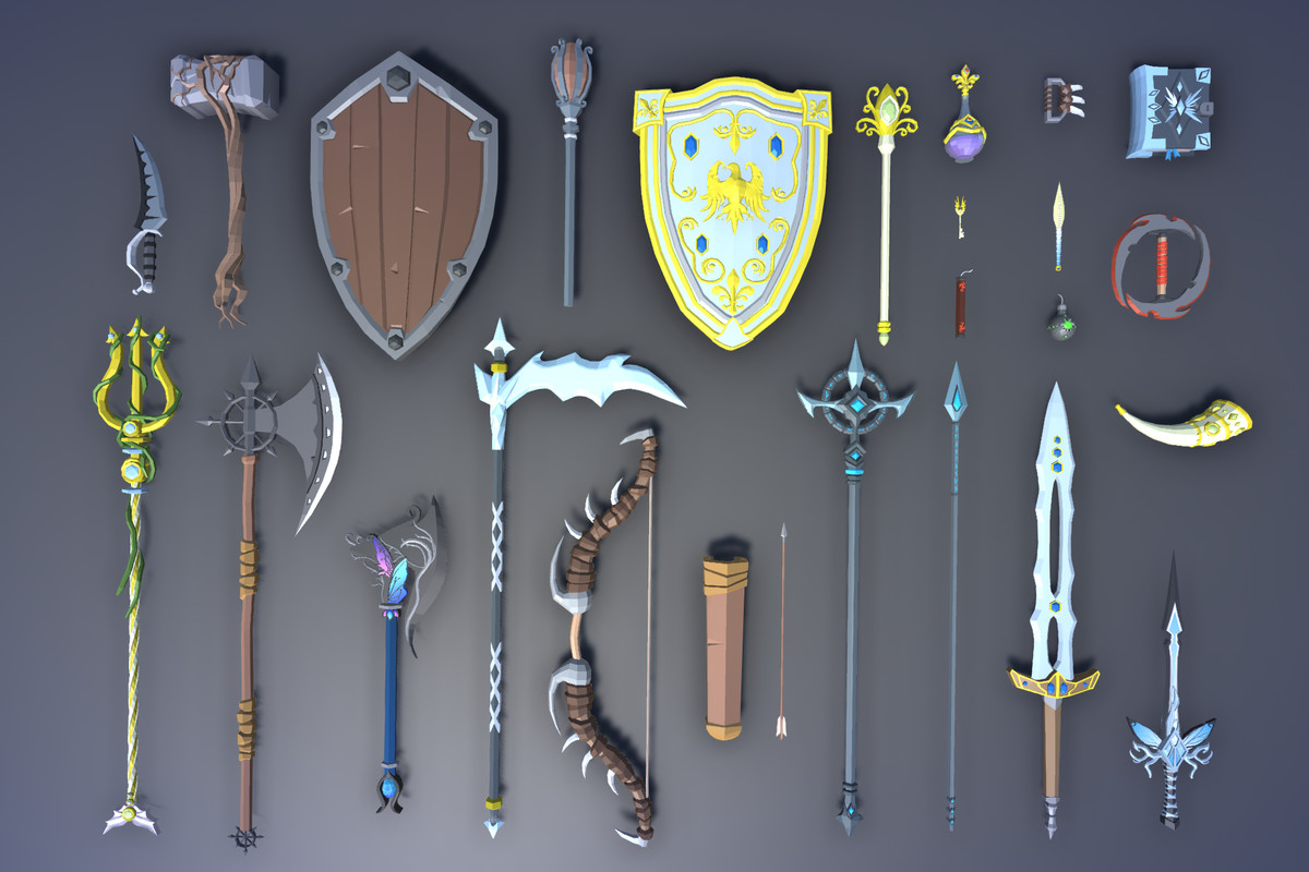 Free Low Poly Fantasy RPG Weapons
