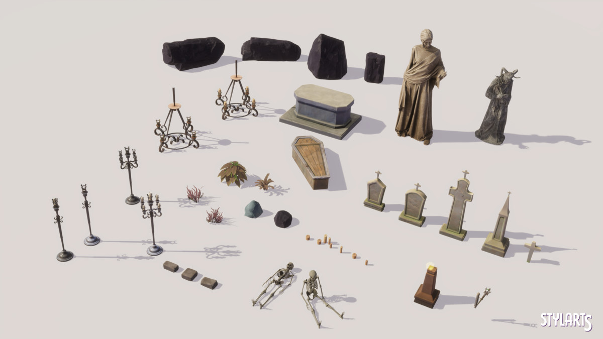 Stylized Spooky Cemetery Crypt