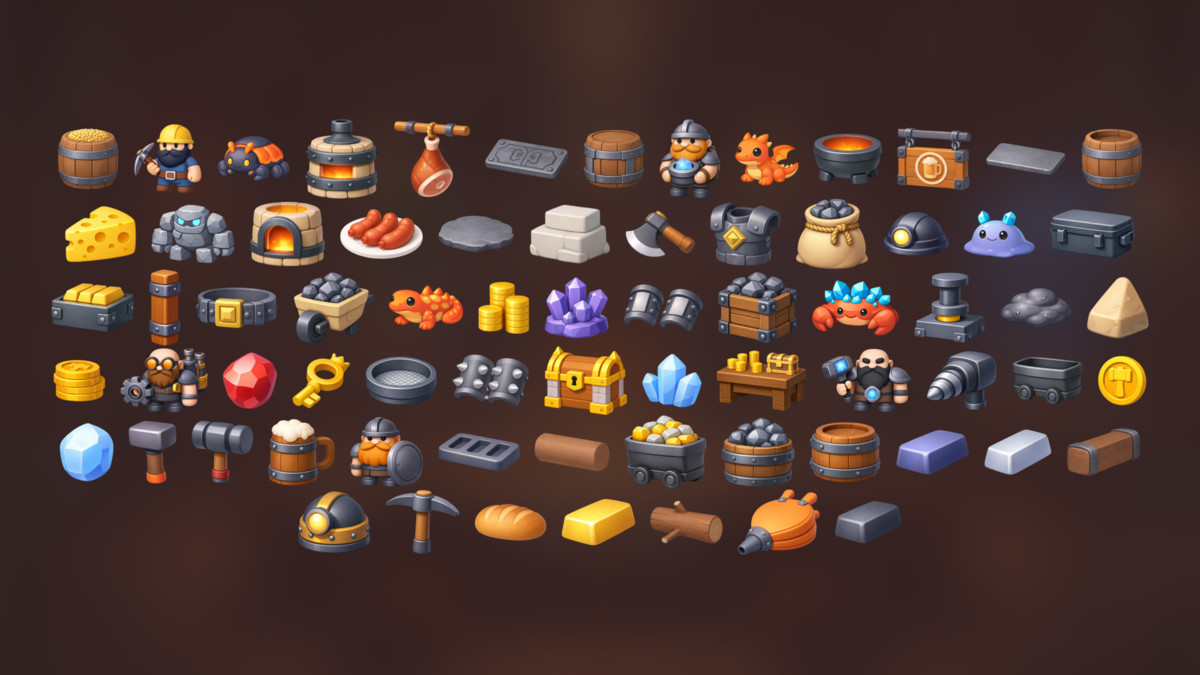 Medieval Mining Blacksmith Crafting Resources Icons RPG Survival Strategy Idle