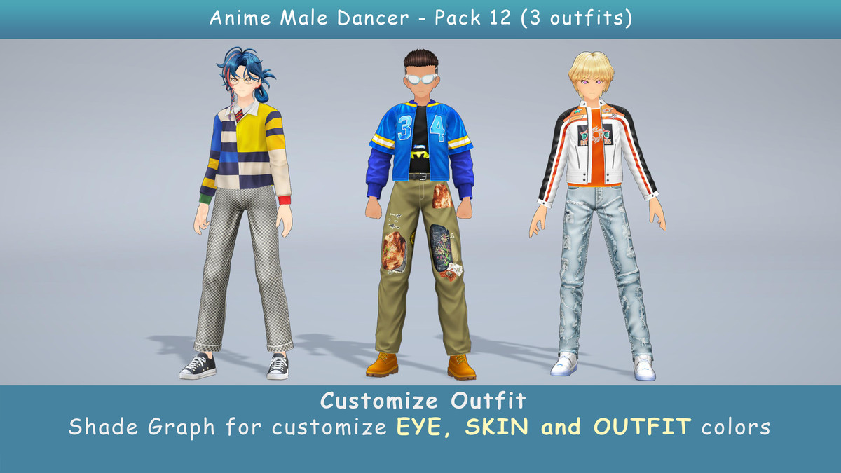 Anime Male Dancer - Pack 12 (3 outfits)
