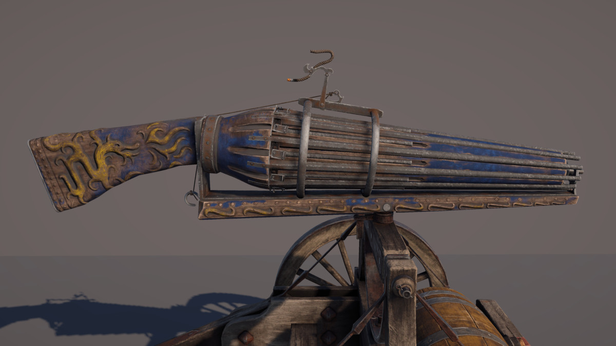 Multi-Barrel Firearm – 3 Variants (Clean, Used, Damaged) + Animation