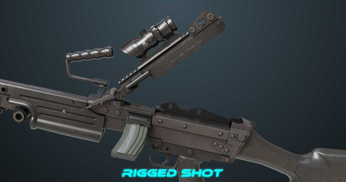 Machine Gun Sandal and Black Ammo Box URP HDRP Textures