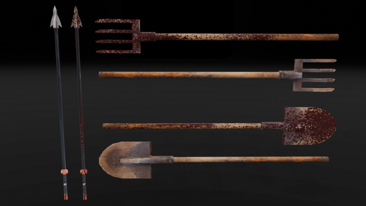 PSX Horror Melee Weapons Pack — 74 Retro Lowpoly Weapon Props(Clean + Bloody)