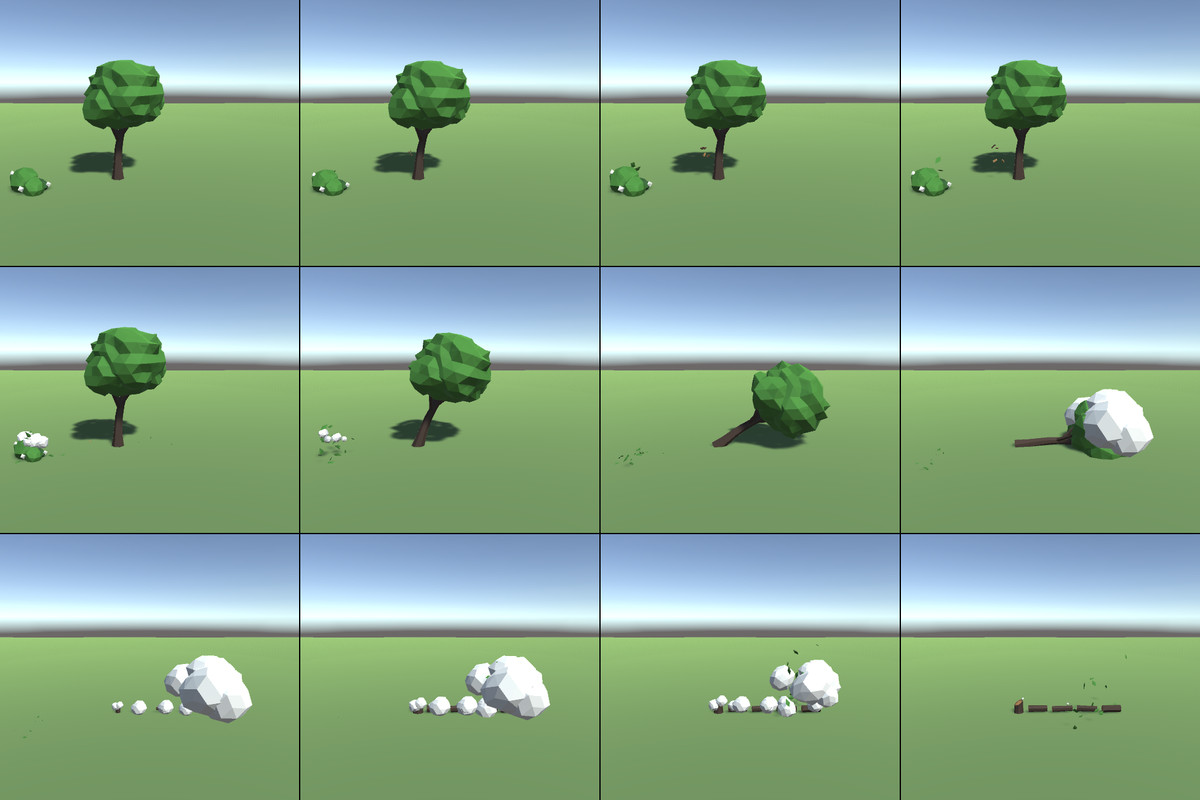 Low Poly Nature - Trees & Bushes (Animated)
