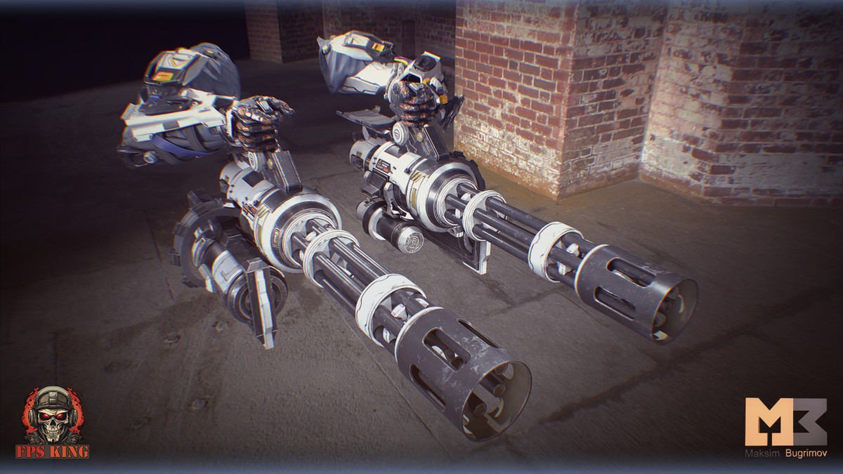 FPS Sci-Fi Hands Two Gatlings