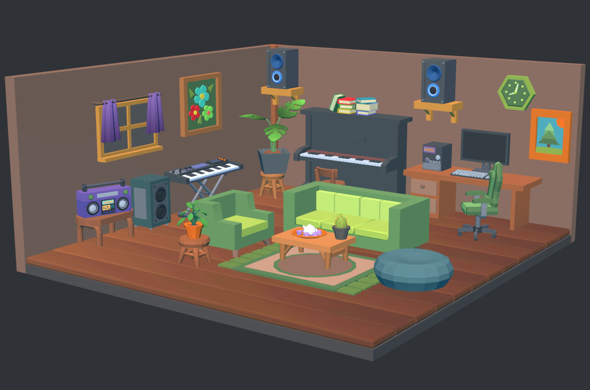 Cute Low Poly Furniture Pack - Colorful Interior Props