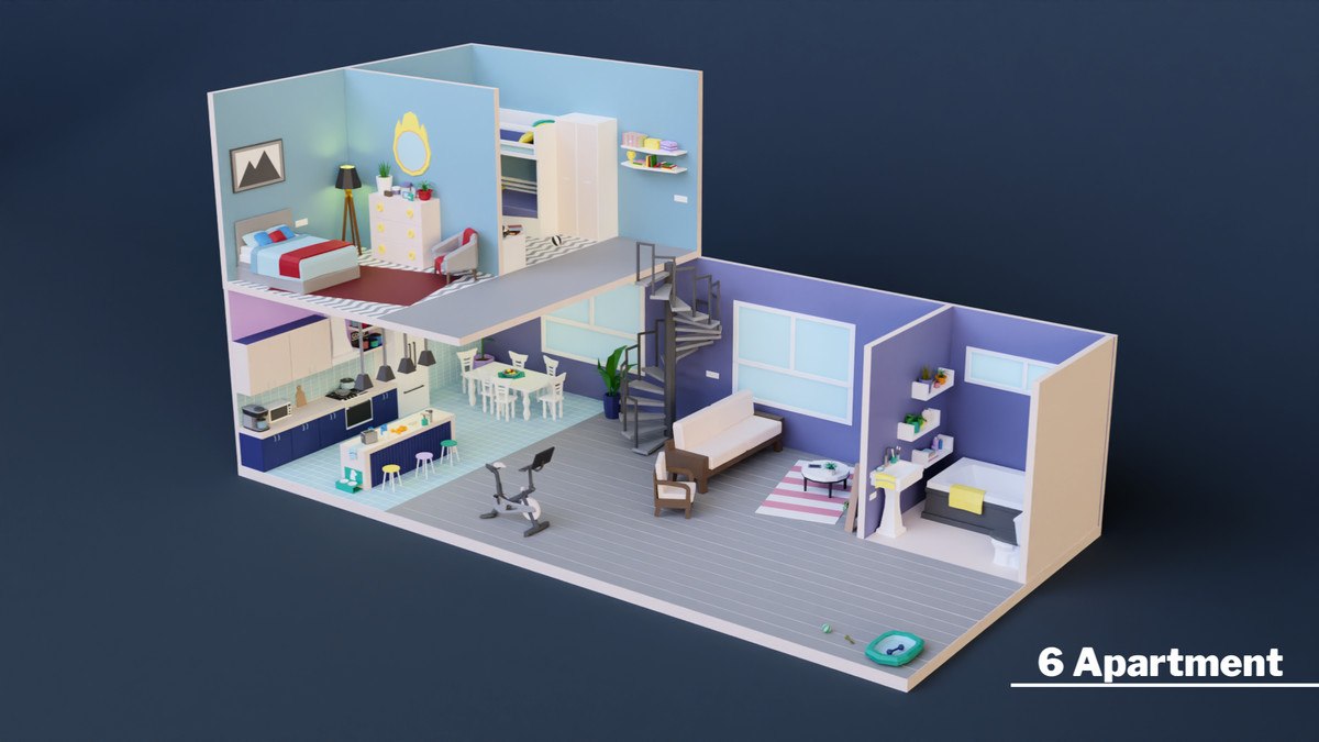 Low Poly Apartments Interiors Pack