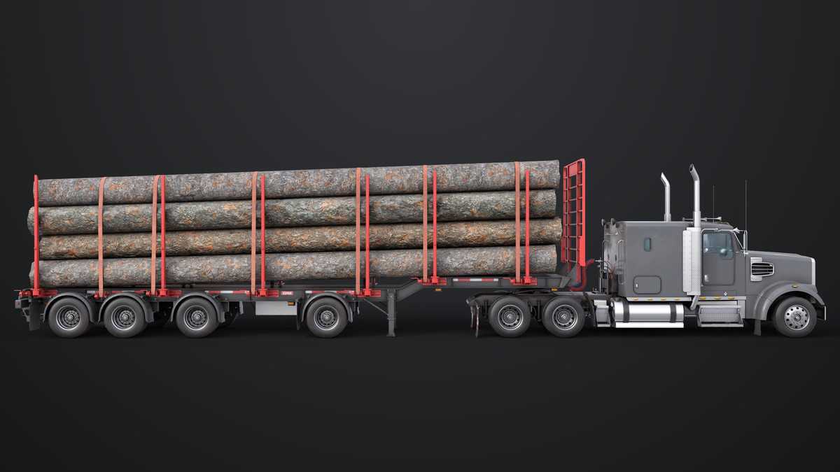 Truck 07 Log Trailer Grey Version URP HDRP Textures