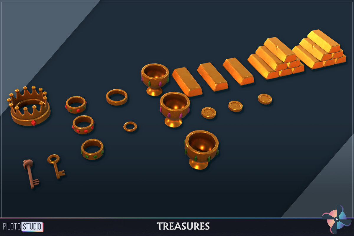 Stylized Treasures Megapack - Chests, Crystals, Gold, Silver, Copper