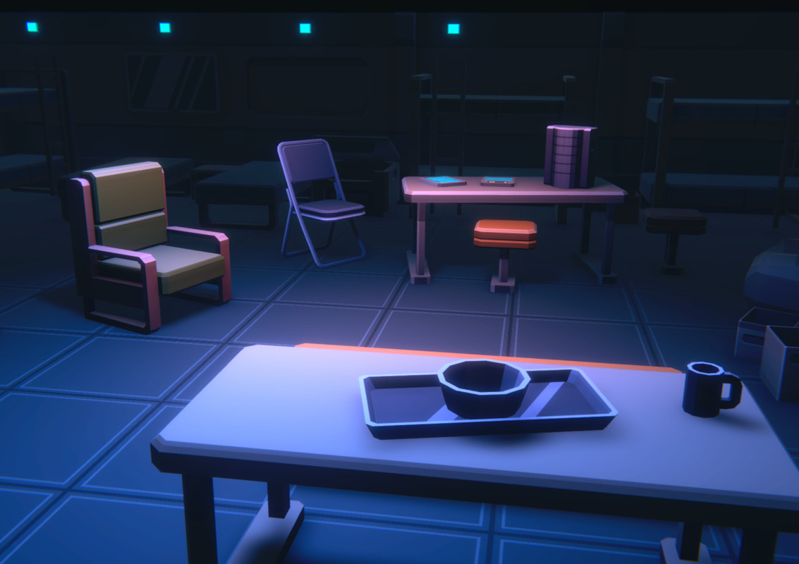 Low Poly Sci-Fi Mess Hall / Cosmic Retro