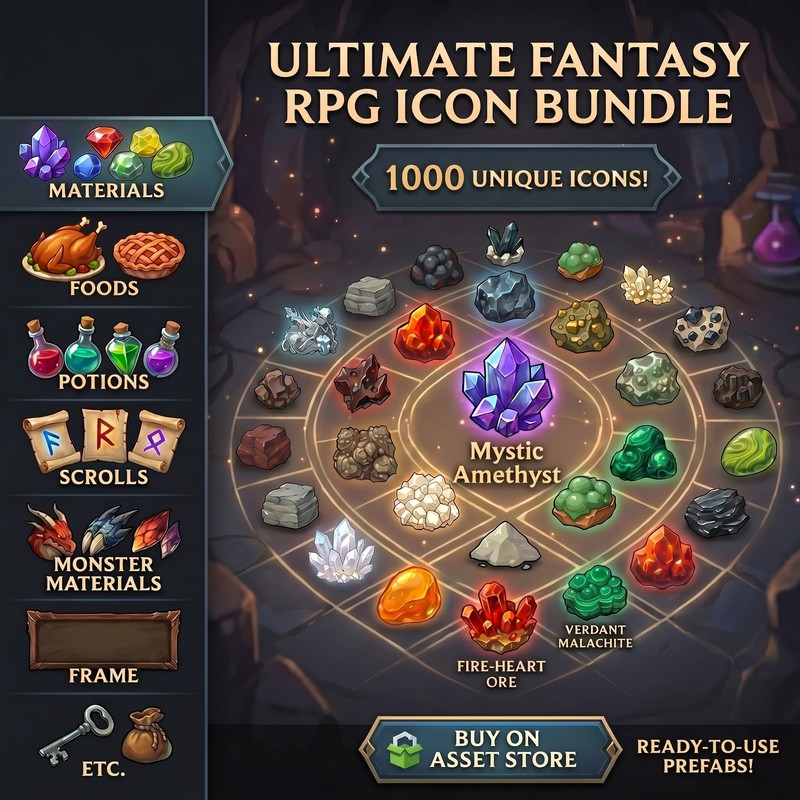 2D Fantasy RPG Material Icon Pack - 1000 Items