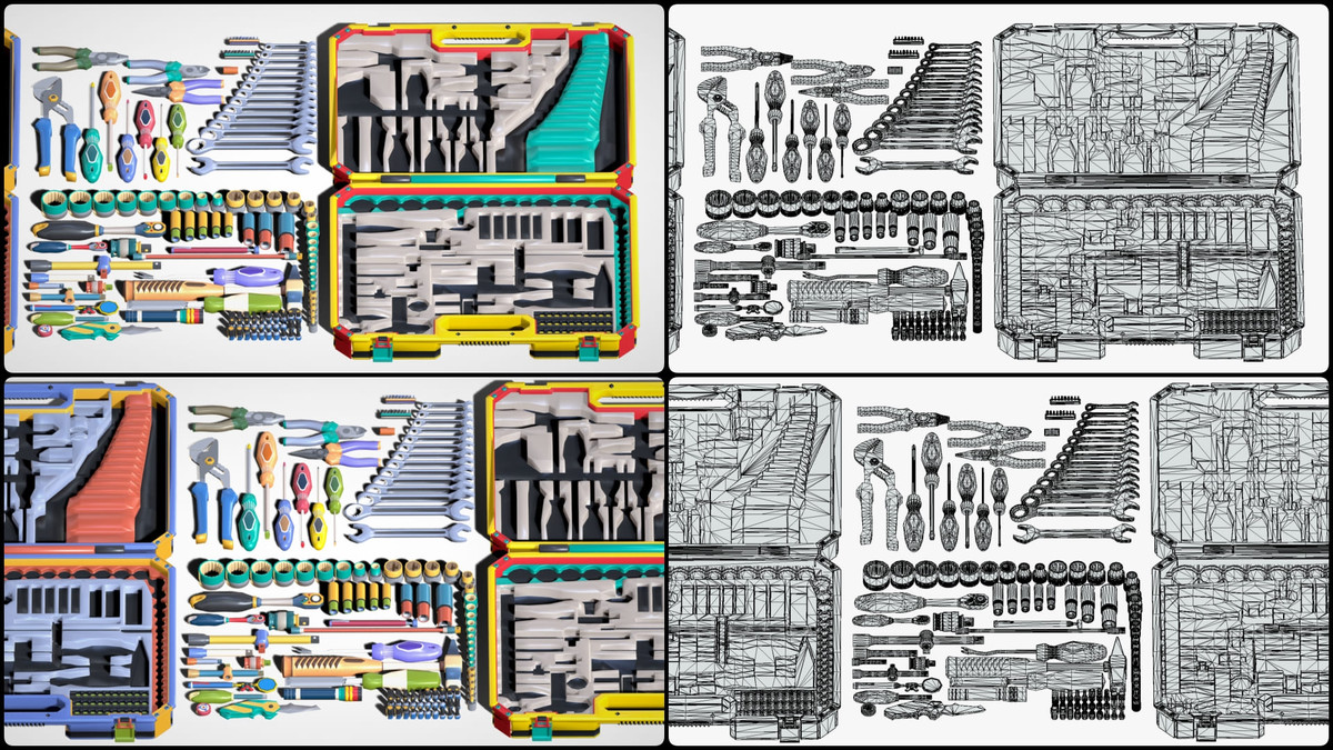Industrial Toolkit Pack - 117 Lowpoly Toon Style Mechanical Tools Big Collection