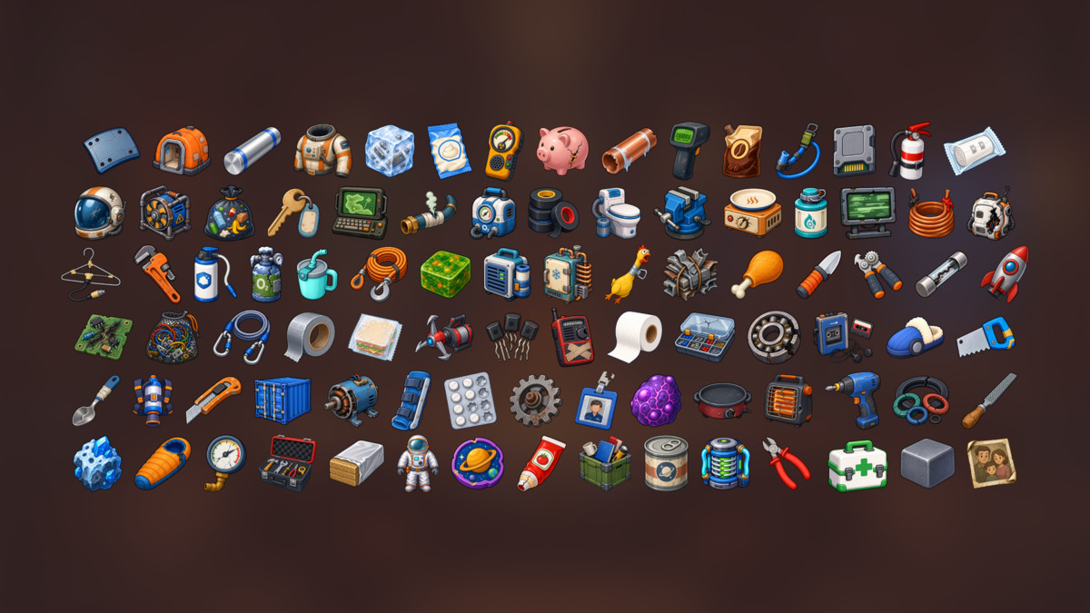 Space Station Survival Astronaut Colony Maintenance Equipment Icons Pack