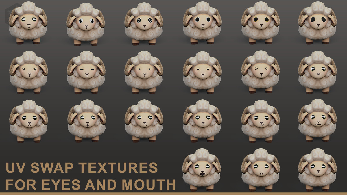 Cute Animated Stylized Sheep