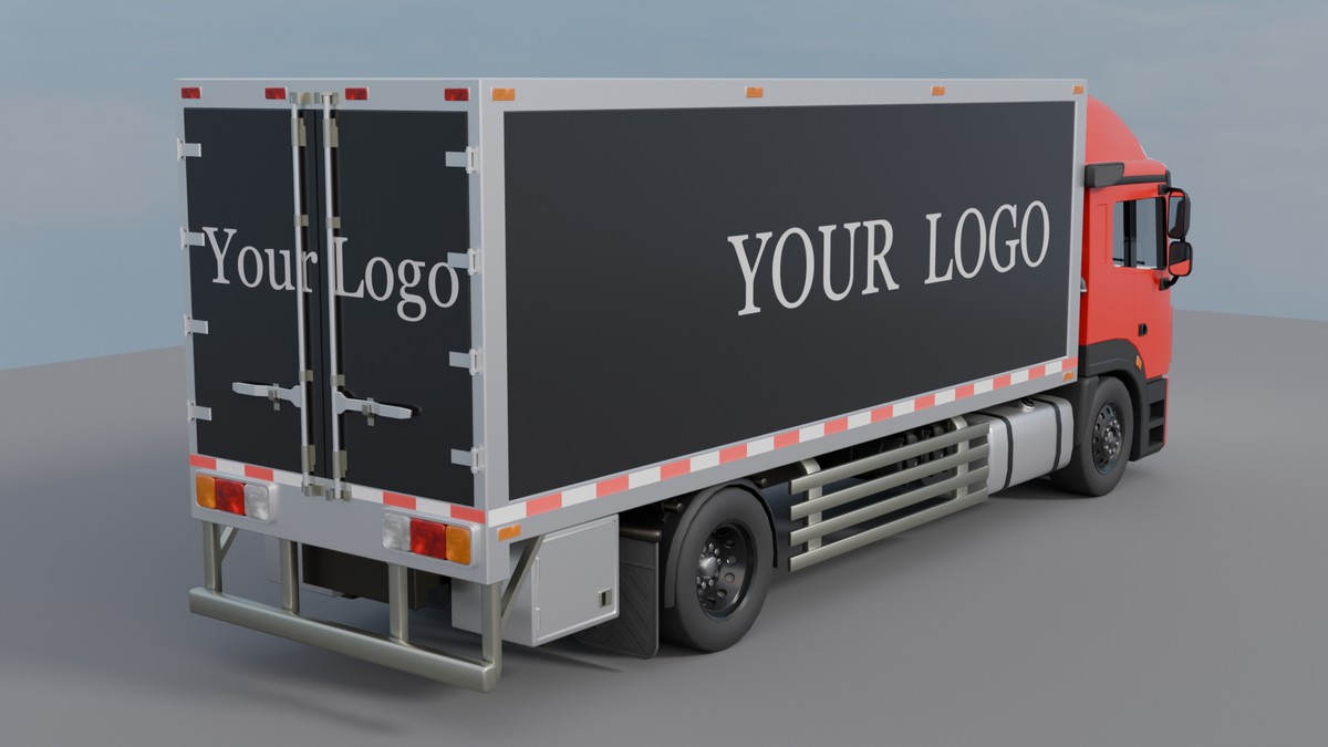 Cargo Box Truck 3D Model – Game Ready Interior, Openable Doors & Custom Branding