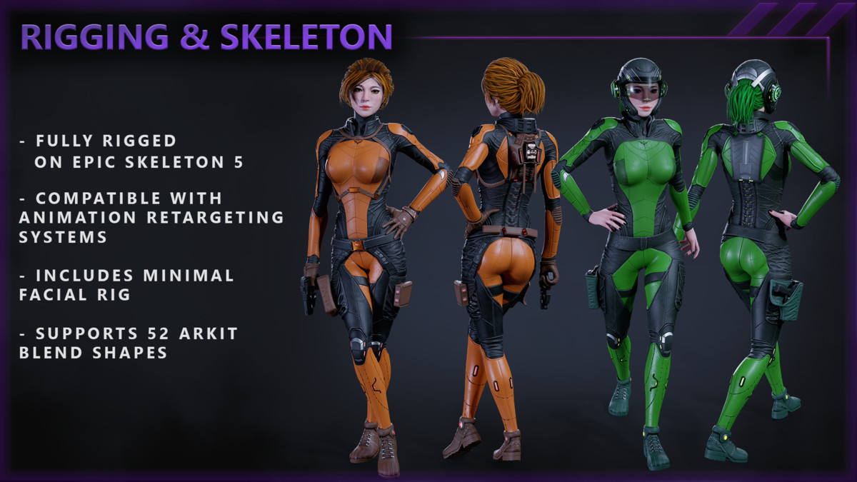 Sci-Fi Operative Woman – Modular Game Character