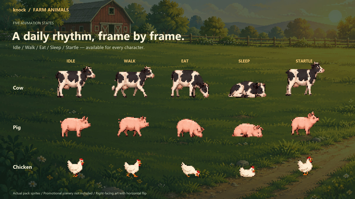 Pixel Farm Animals - Adults and Babies v.1