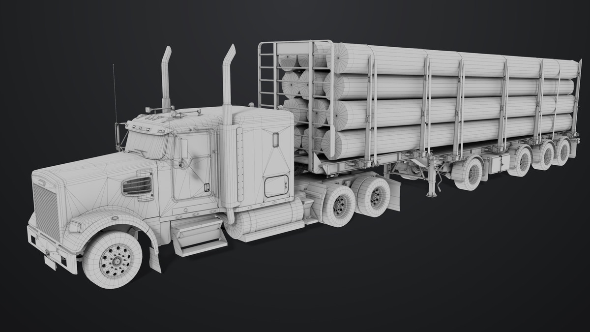 Truck 07 Log Trailer Grey Version URP HDRP Textures