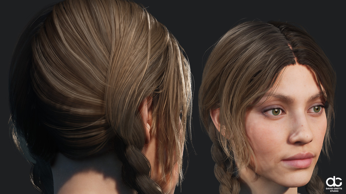 Realistic female hairstyles, pack #2 | Rigged hair, game-ready, low-poly