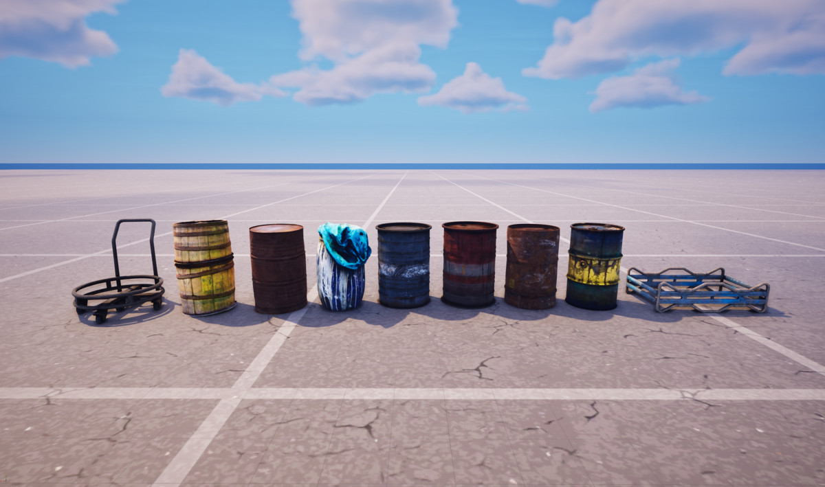 Barrels Drums Racks Volume one: photogrammetry custom LODs