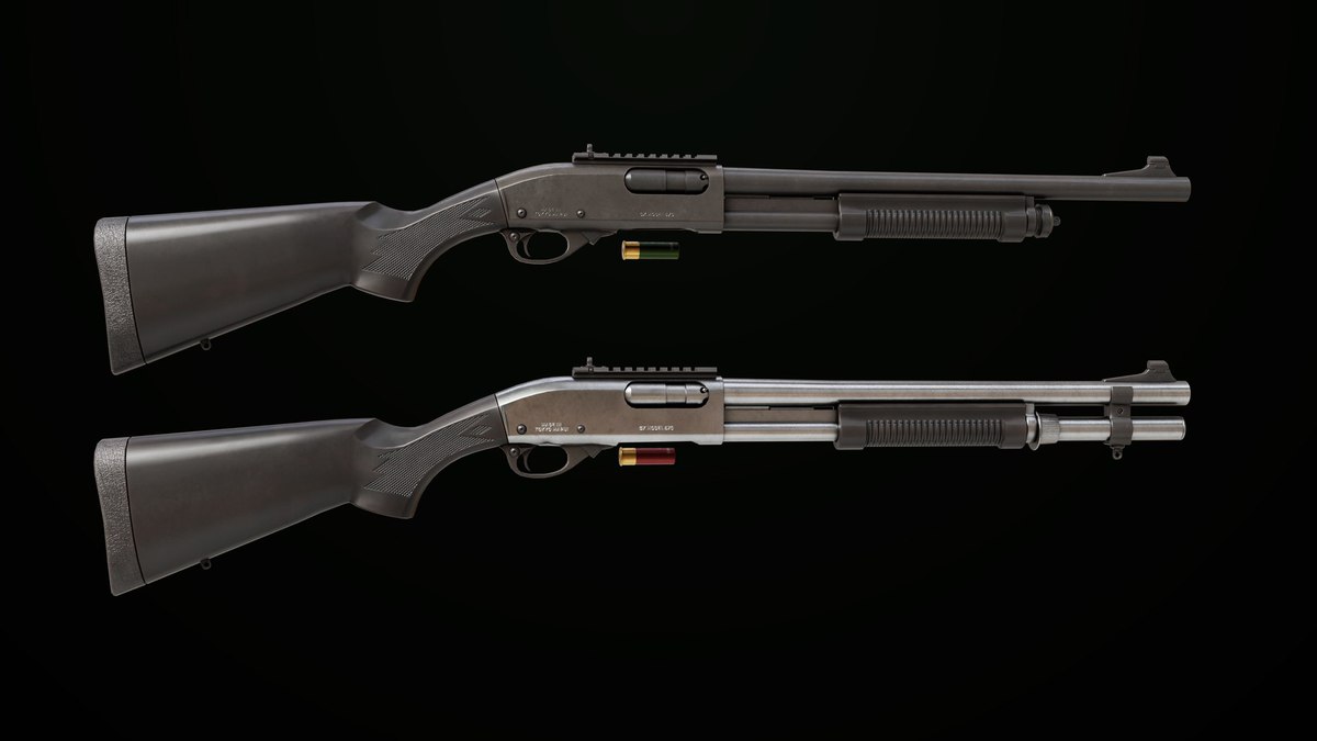 Long Shotgun 01 Black And Silver Single Mat URP HDRP Textures