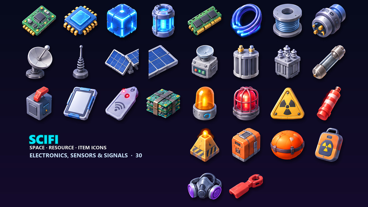 Sci-Fi Resource Icons - 286 Space Items