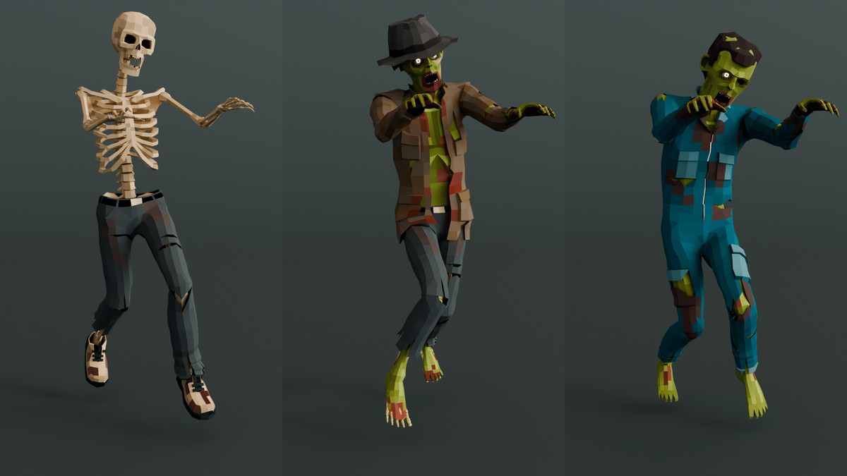 Zombie Man Modular Pack Low-Poly Stylized