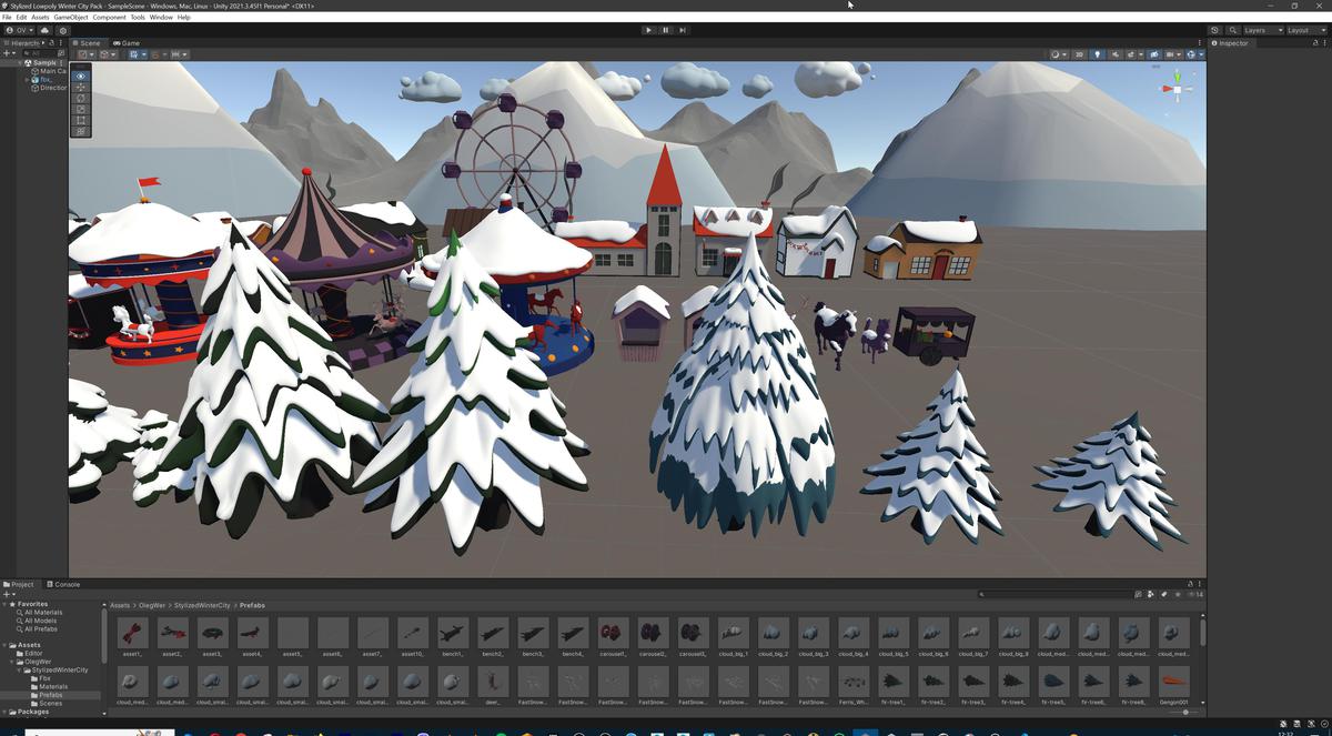 Stylized Lowpoly Winter City Asset Pack