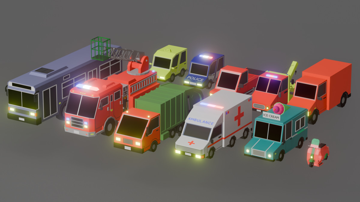 Low Poly Urban Street Props Mega Pack