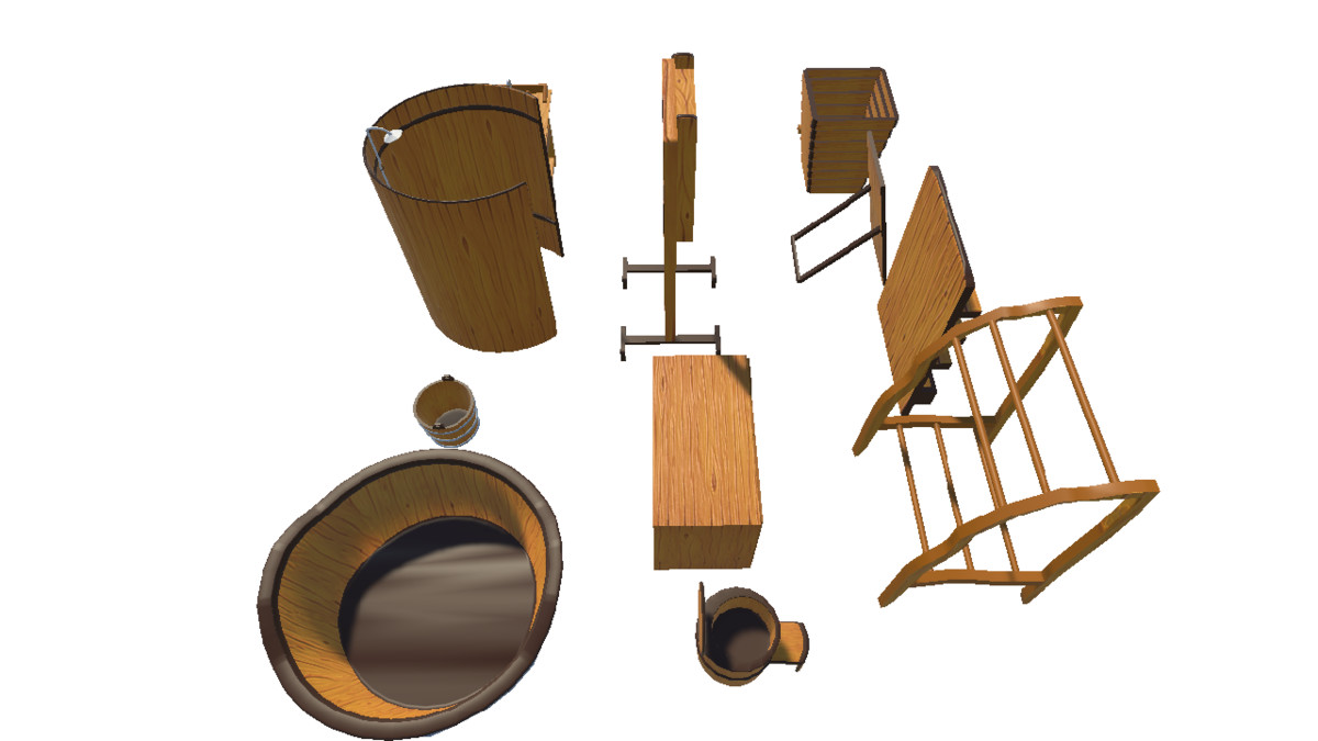 Low-Poly BathRoom Kit – Stylized Wooden Set