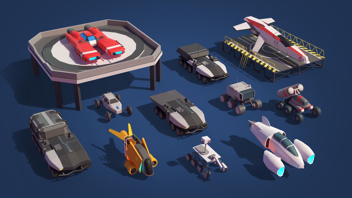 Mars Spaceport - Low Poly 3D Models Pack