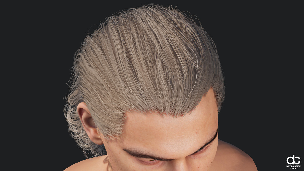 Realistic male hairstyles, pack #7 | Rigged hair, game-ready, low-poly