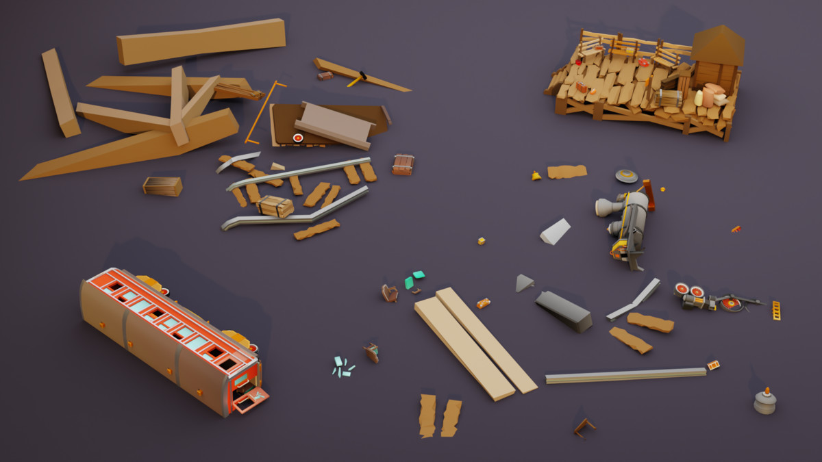 Low Poly Wild West Train Pack