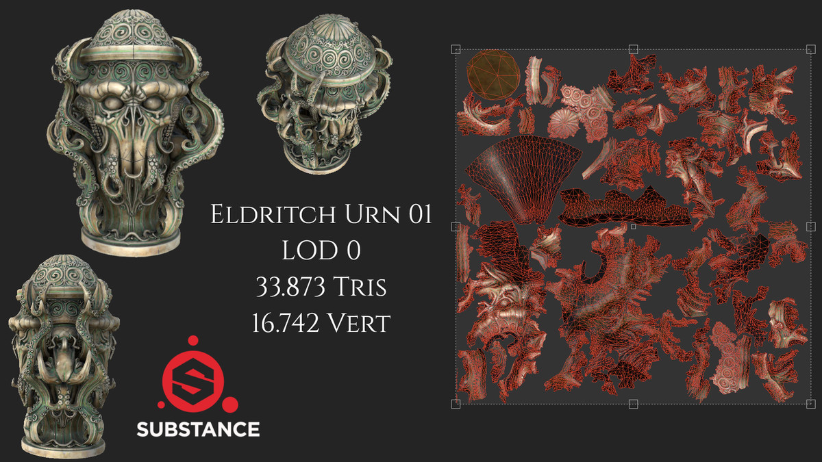 4 Dark Fantasy Eldritch Urns / Vessels / Pots
