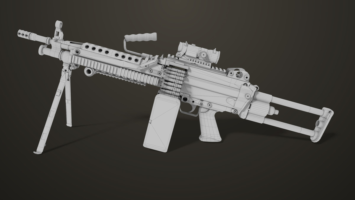 Machine Gun Sandal and Black Ammo Box URP HDRP Textures