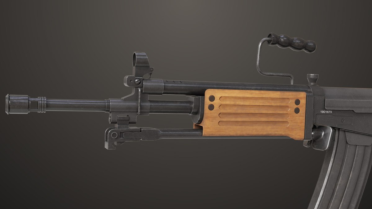 Machine Gun 13 Wood Handle URP HDRP Textures
