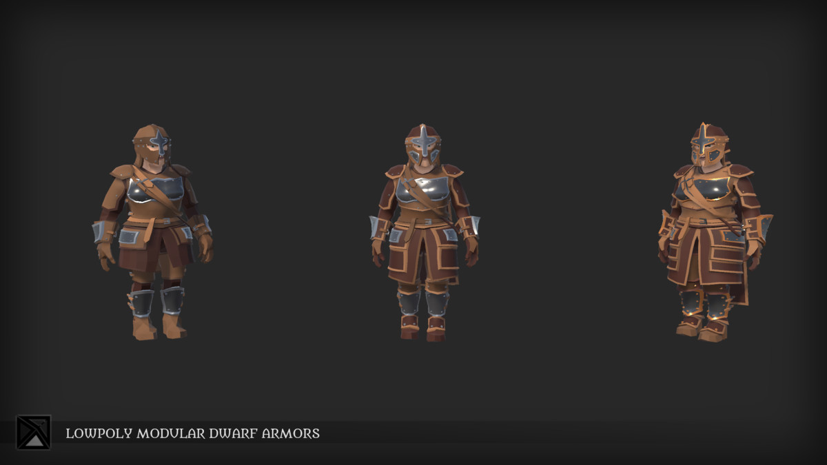 Lowpoly Dwarves Modular Armors Bundle- MEDIEVAL FANTASY SERIES