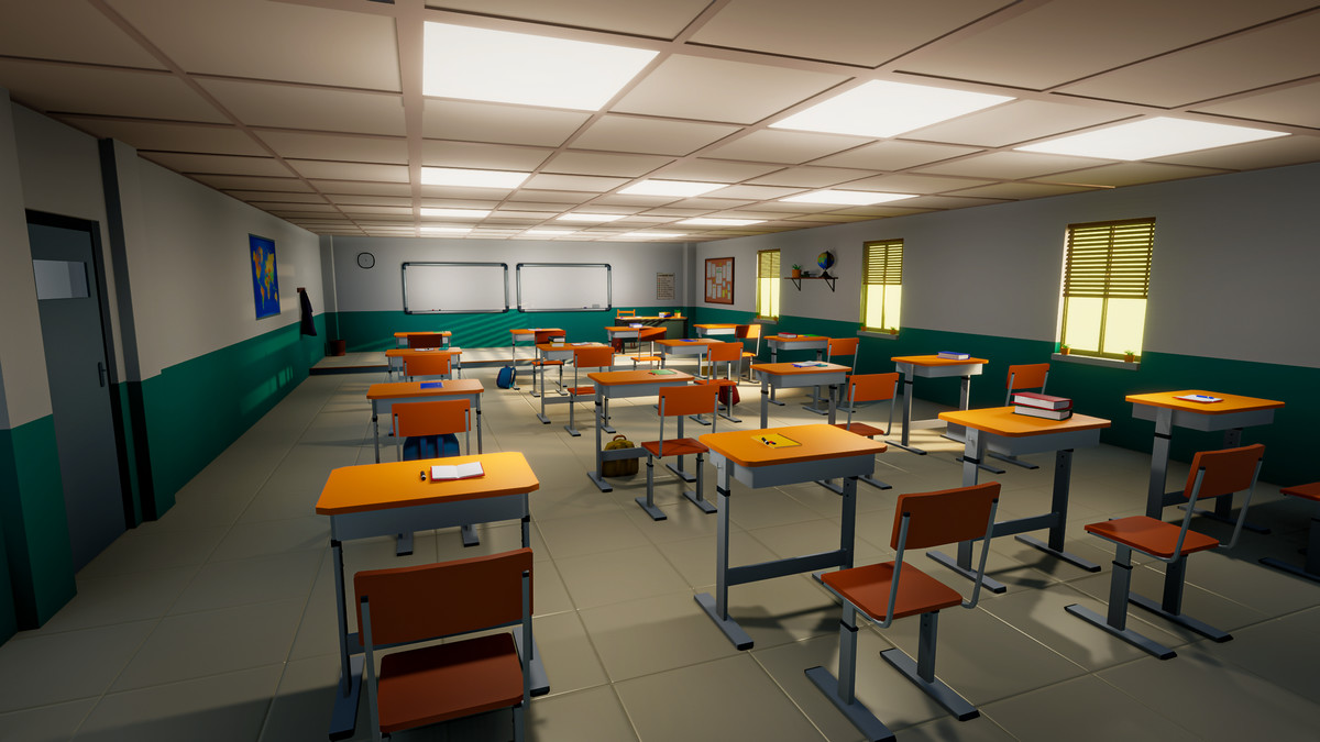 Low Poly Modular Classroom – Full