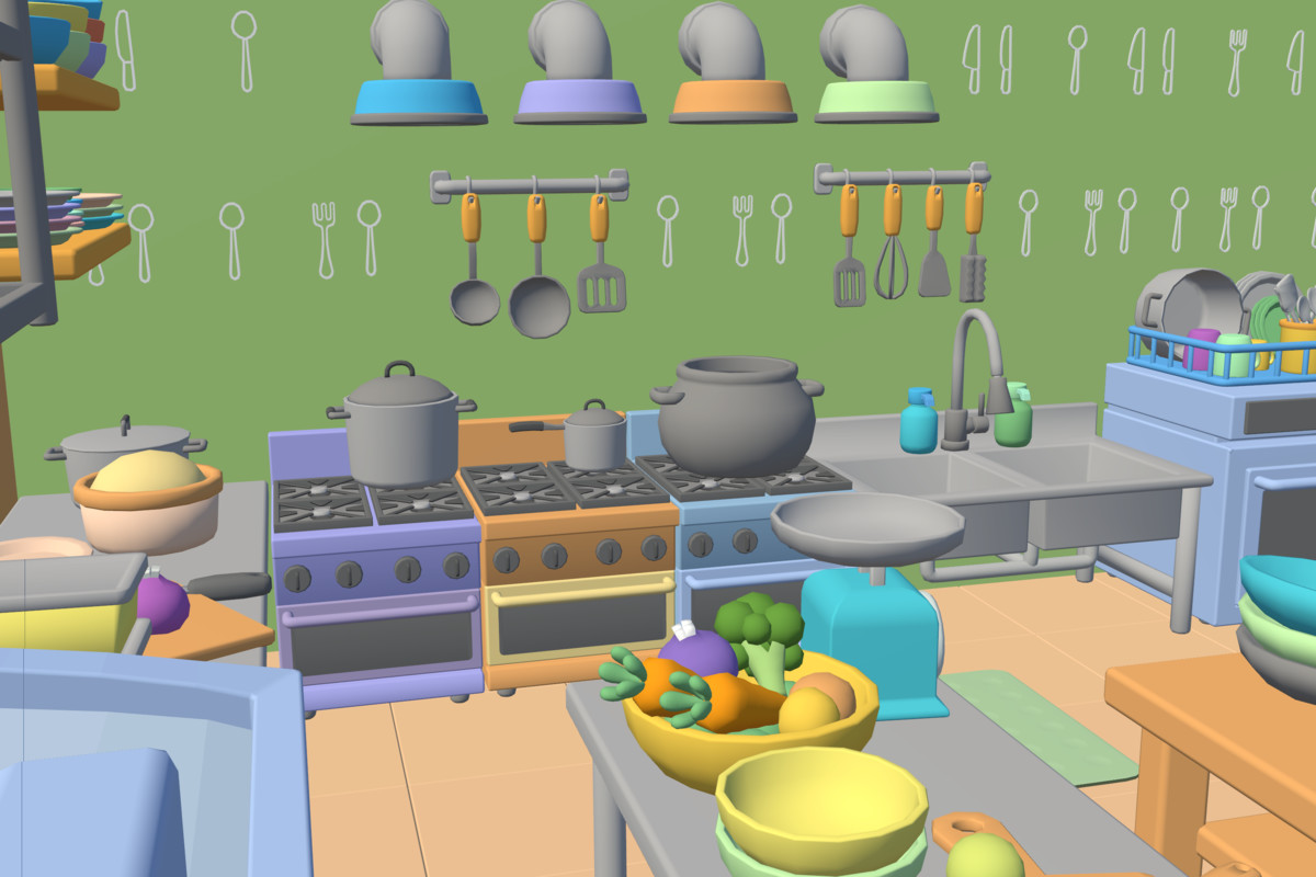 Cute Low Poly Kitchen Pack - Colorful Interior Props
