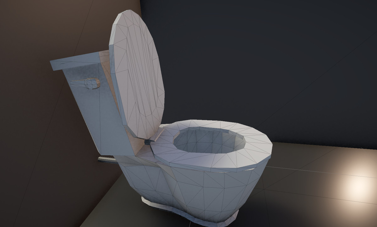 Functional Low Poly Toilet (Animated Flush + Water)