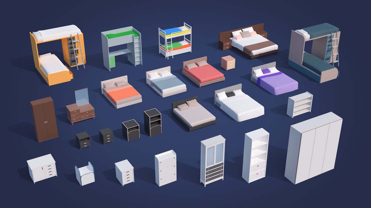 Interior 2 - Low Poly 3D Models Pack